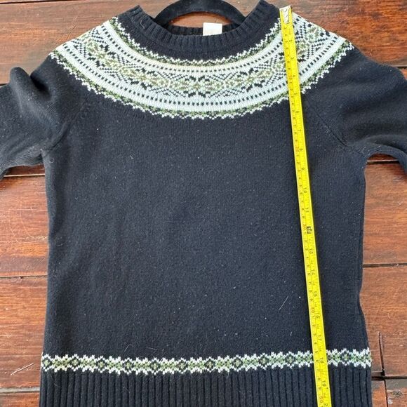 J. Crew Black and White Crew Neck Sweater with Nordic Design - Picture 6 of 7